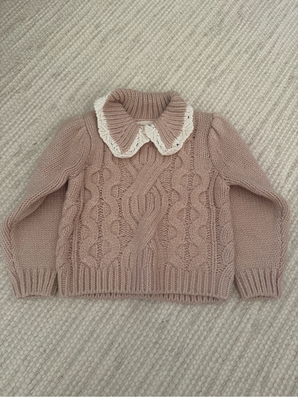 Rylee + Cru Cable Knit Sweater with Collar - Dusty Pink